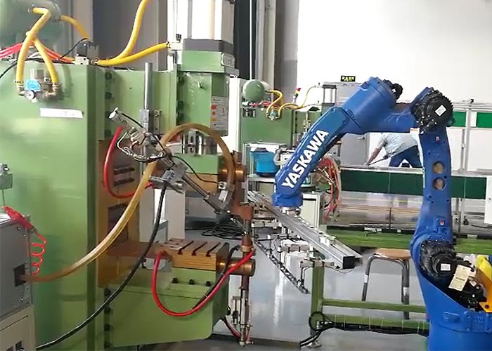 Nut projection welding robot workstation