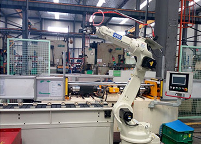 Elevator door panel robot workstation